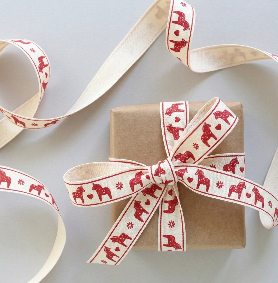 Cotton Ribbon Swedish Dala Horse Pattern