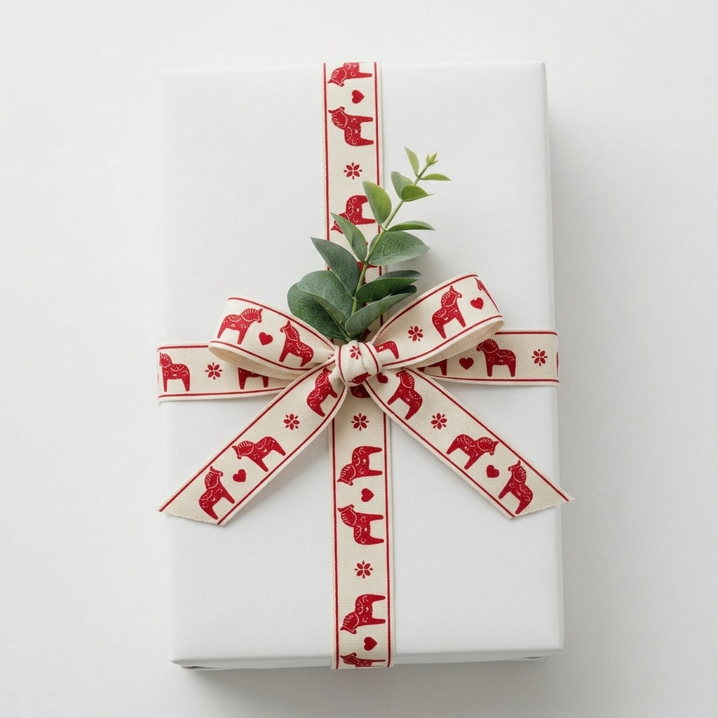 Red Dala Horse Cotton Ribbon White Gift Box.png