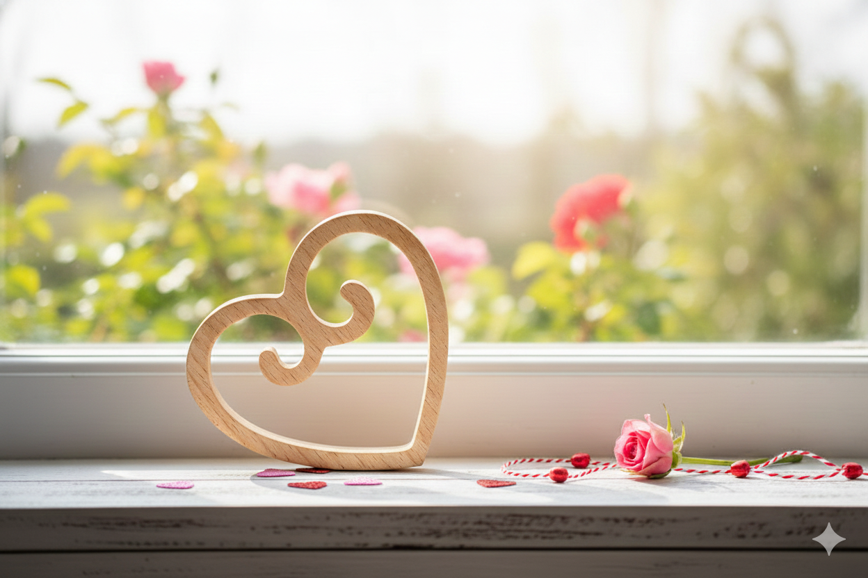 Beautiful wood heart with Scandinavian swirl design. Perfect for hygge decor, holiday styling, or as a timeless Nordic gift.
