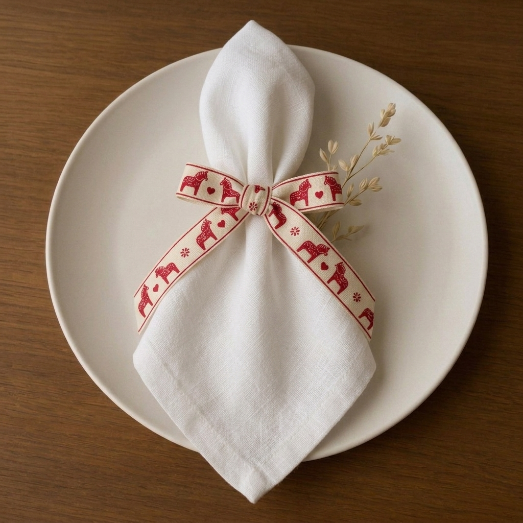 Red Dala Horse Ribbon Napkin Decor.png