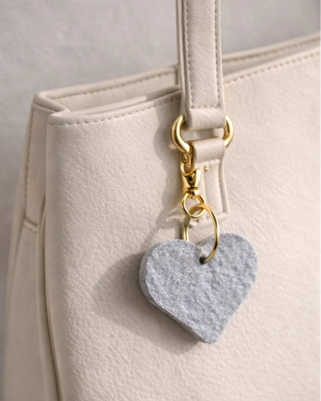 Felt Purse Charm Grey on Tan Handbag.jpg