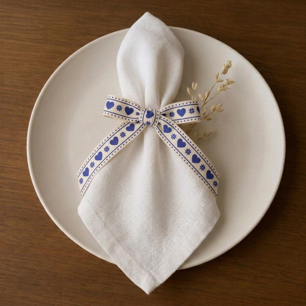 Blue Heart Ribbon Napkin Decor.png