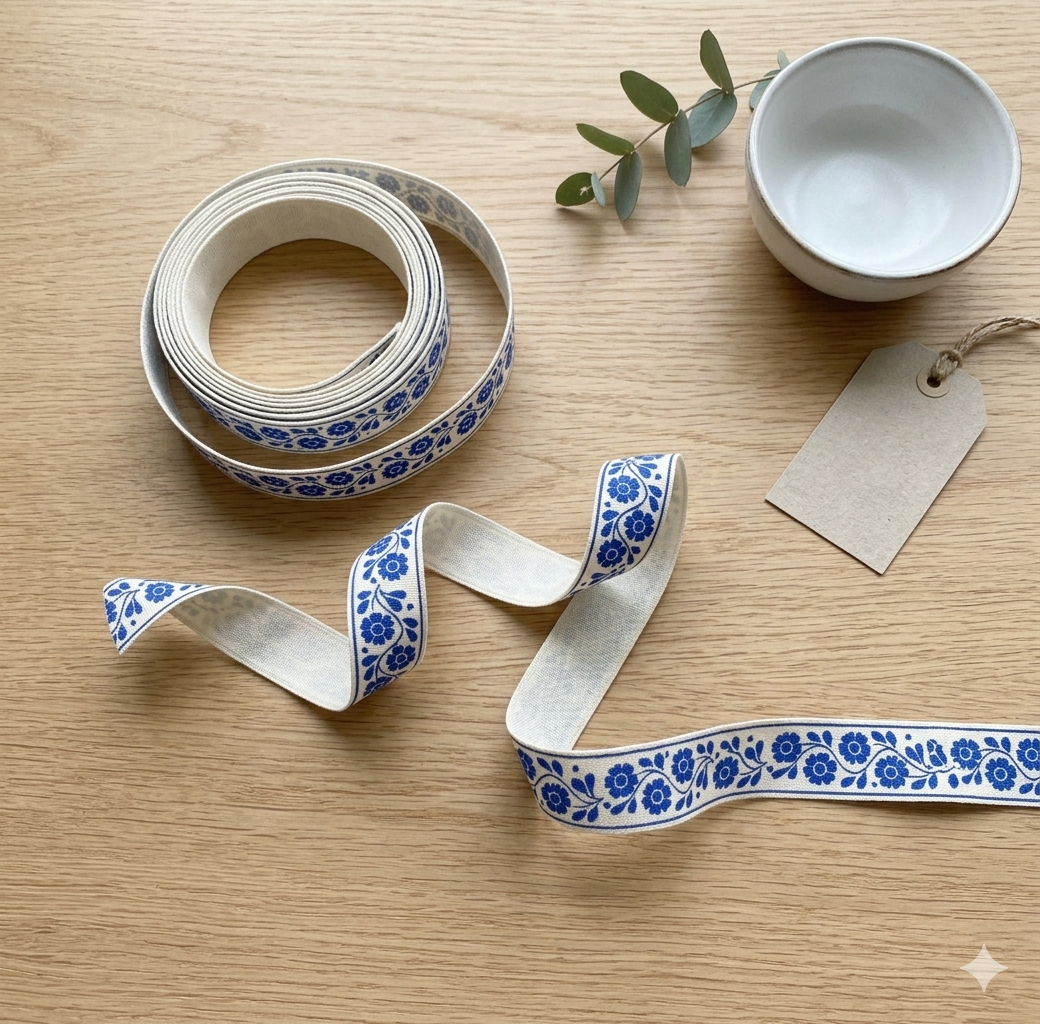 Blue Floral Cotton Ribbon Craft Table.png