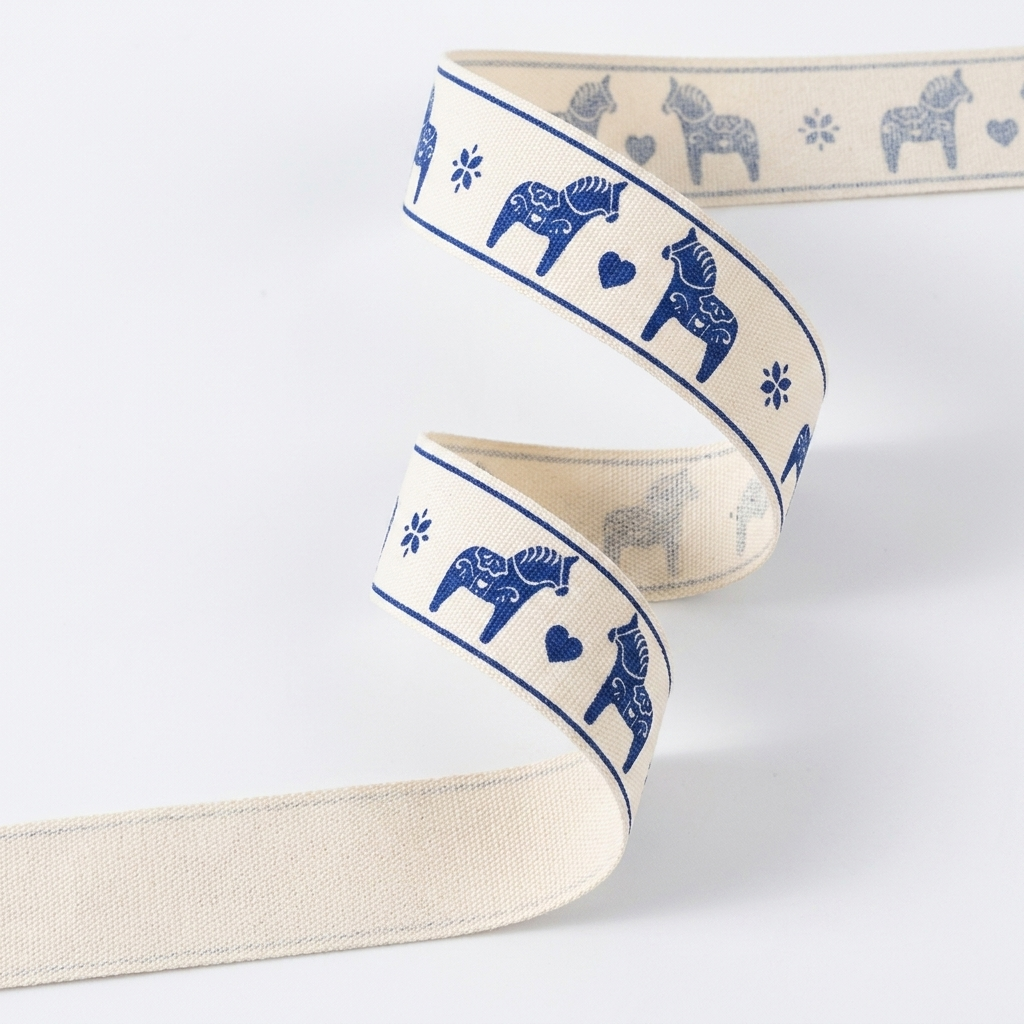 Blue Dala Horse Cotton Ribbon on Table.png