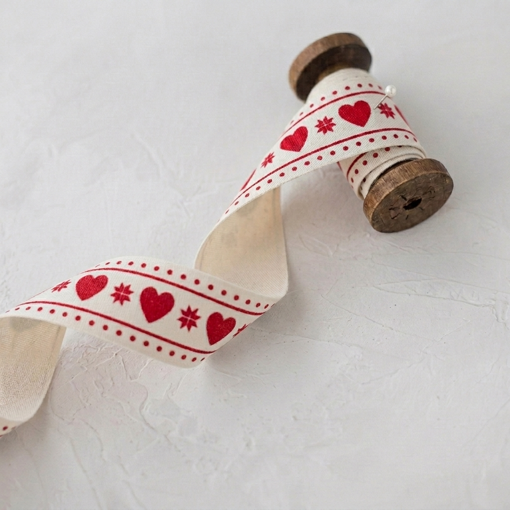 Cotton Ribbon Heart Pattern