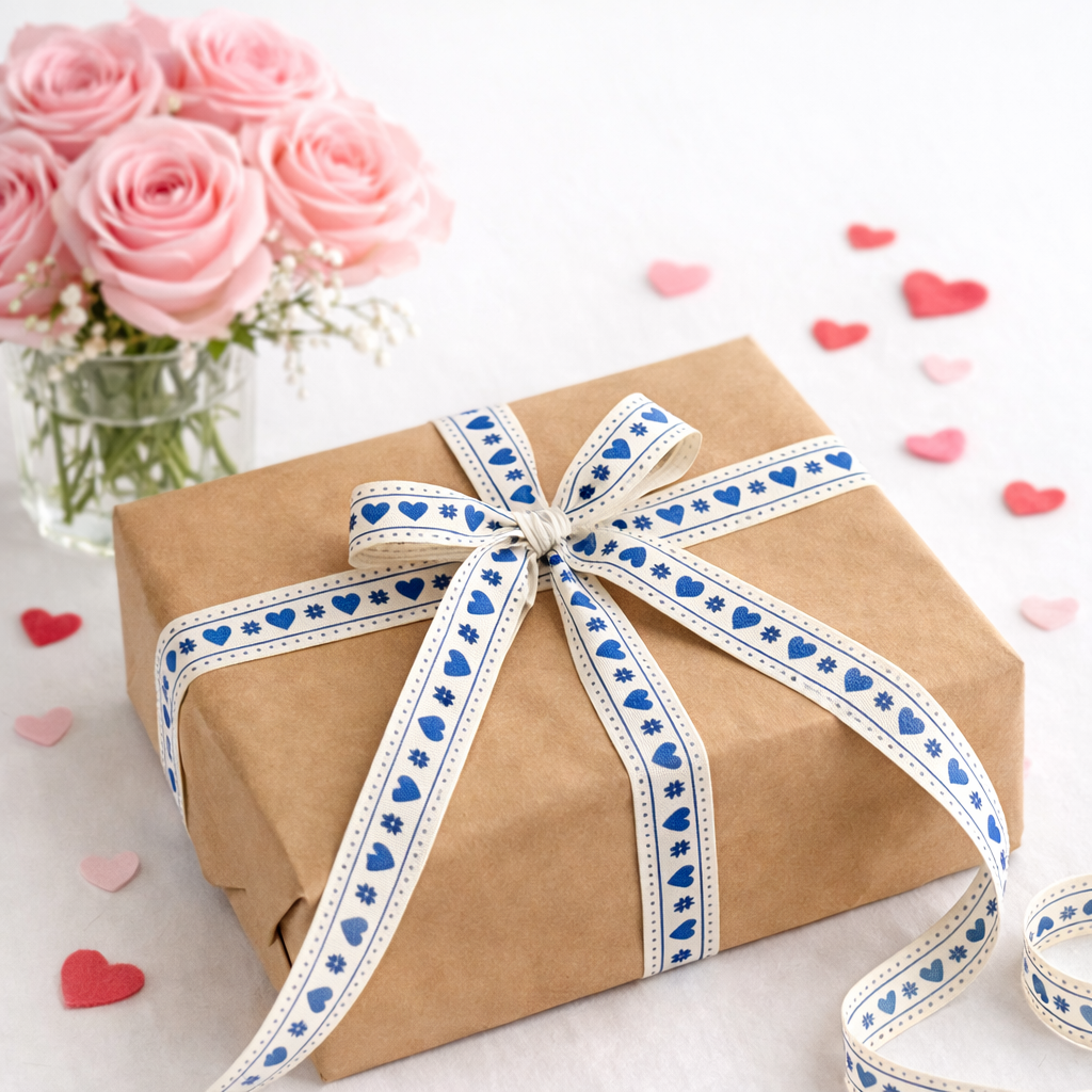 Blue Heart Ribbon Valentines Day Gift Wrap Details.png