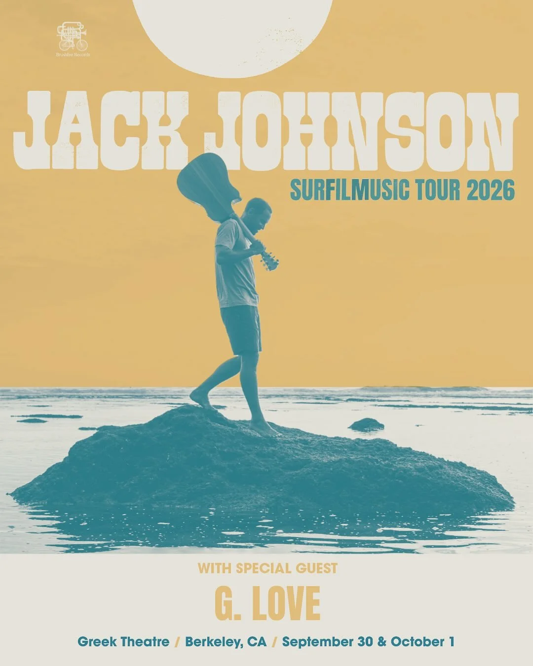 Ticket giveaway alert! 🎟️ Anyone wanna go see @jackjohnson next Fall at the wonderful @greekberkeley for his 2026 SURFILMUSIC tour? Jack, @apeconcerts and @marsrecordshop are offering up a pair of tickets to EACH night - Wed Sept 30 + Thurs Oct 1. A