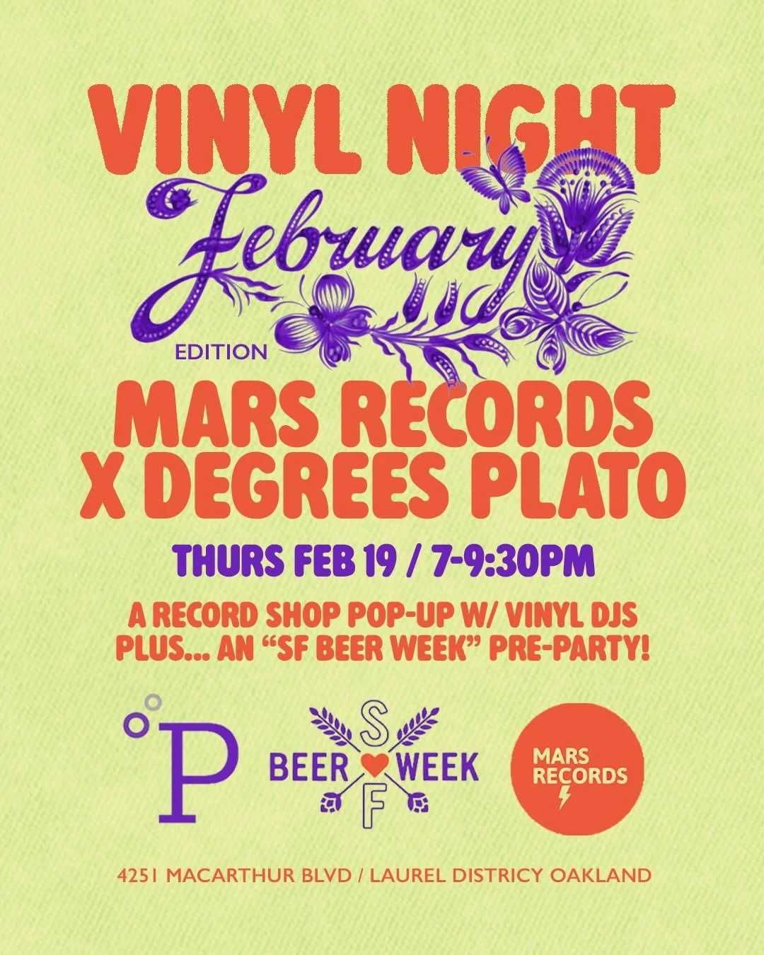 Third Thursdays @ Degrees is back this week! We got @tomtombuschmeister + @meercazworldwide lined up to spin their fav vinyl jams. 🪩 Plus it&rsquo;s @sfbeerweek this weekend, so we&rsquo;re calling this one a kick-off/pre-party for all that. No bett