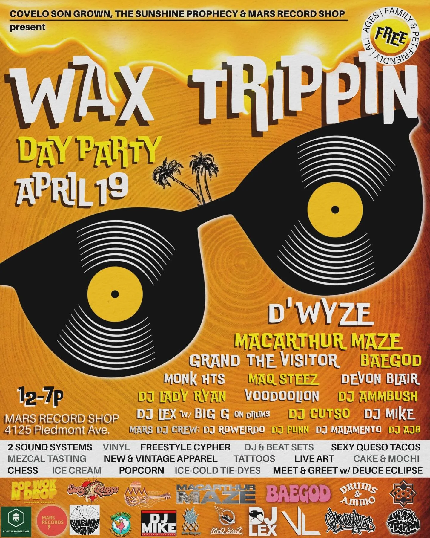 This is gonna be a fun one! 4/20 eve ;) all day DJ/MC hip-hop vendor market. We&rsquo;ll be filling the courtyard and backyard with lots of love, attention and talent! 😎@sexyquesotacos will be in the house! @mesamaguey will bringing Mezcal to taste.