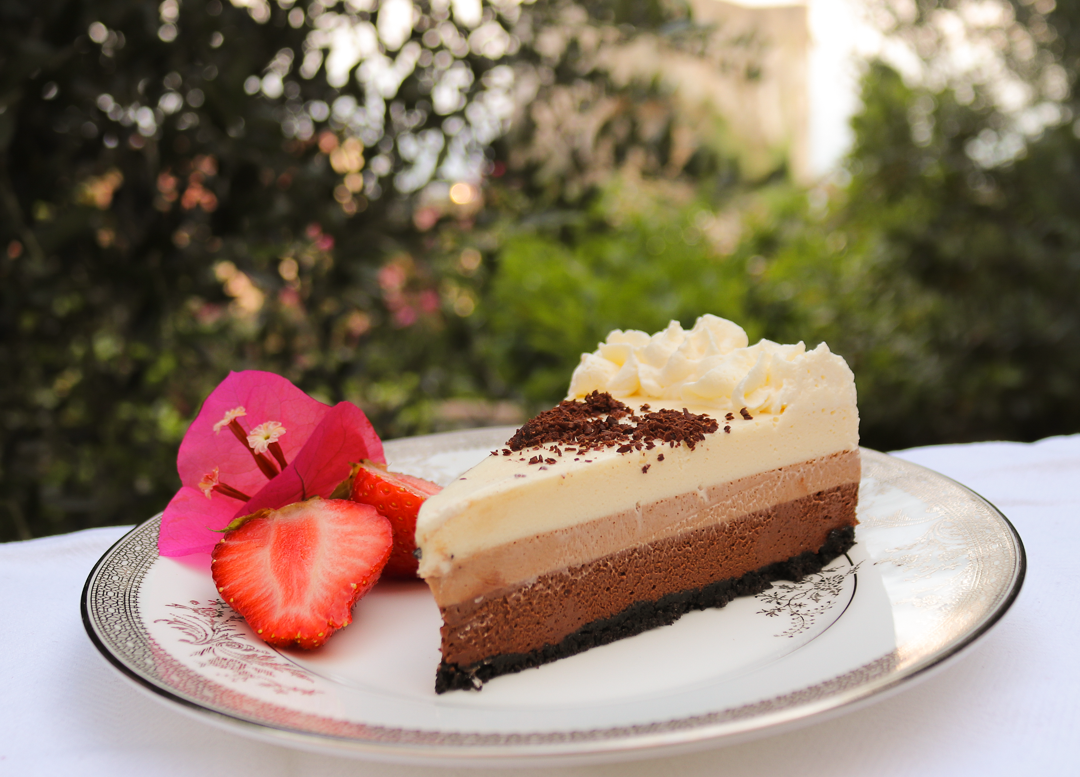 Triple chocolate mousse cake