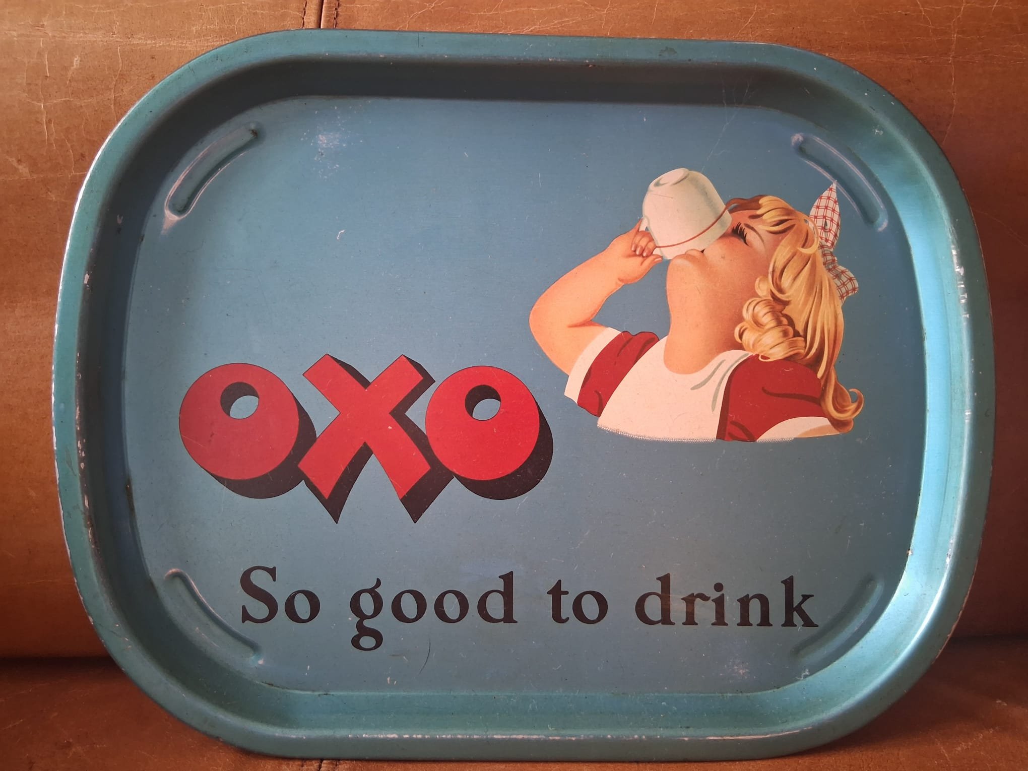 Very rare tin lithograph Oxo advertising tray,