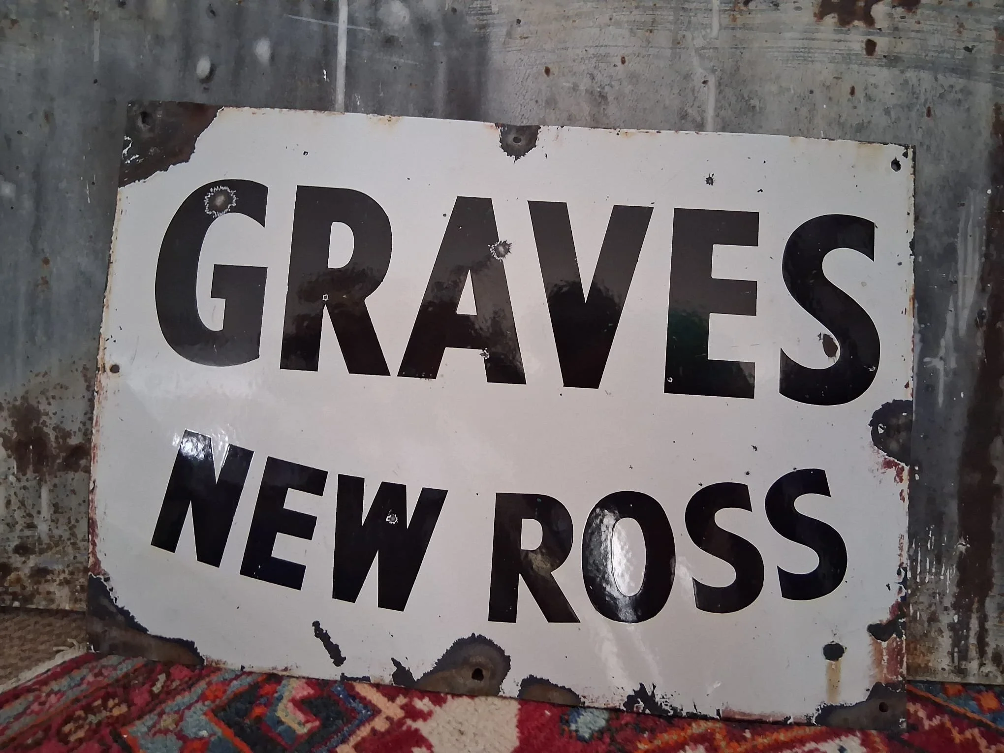 Graves New Ross Enamel Sign
