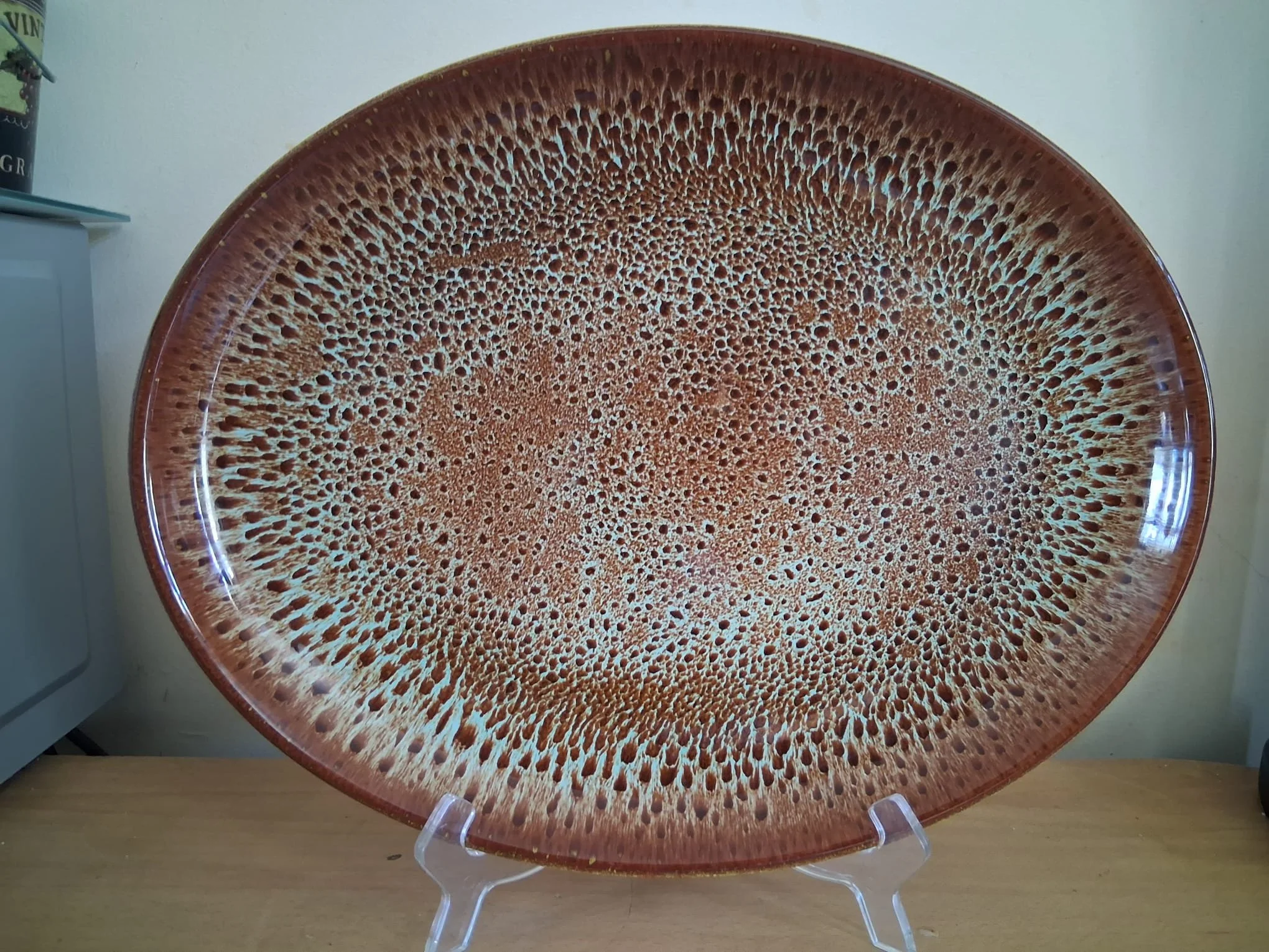 XL John ffrench Arklow Studio Pottery unique abstract midcentury dripglazed platter