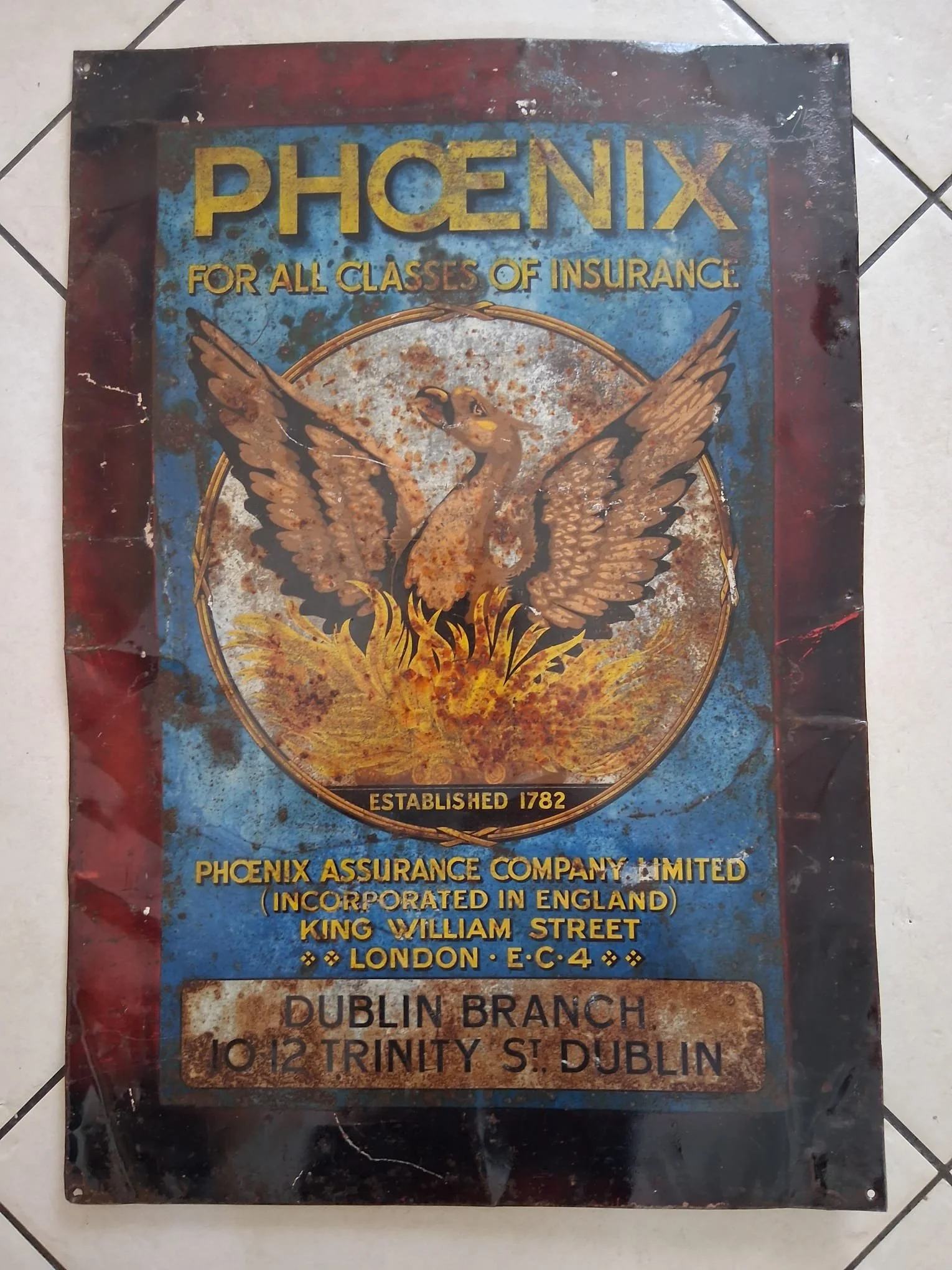 Phoenix Dublin Assurance Tin Plate Showtablet