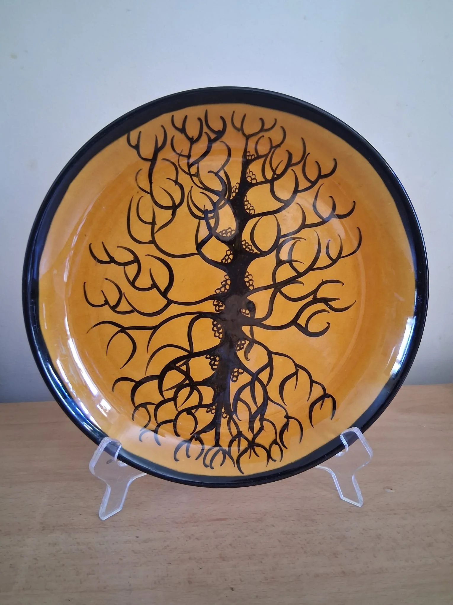 Beautiful abstract trees and roots handpainted and handsigned John ffrench Arklow Studio Pottery plate