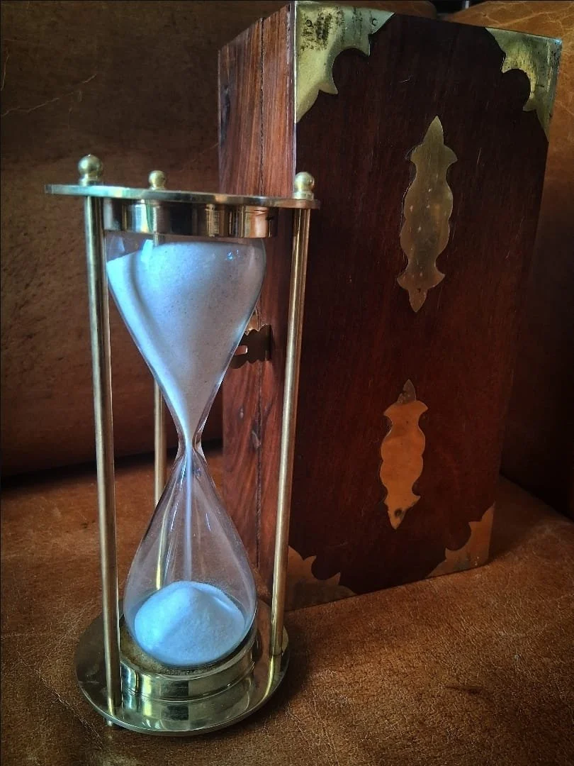 Vintage brass maritime hourglass sand timer
