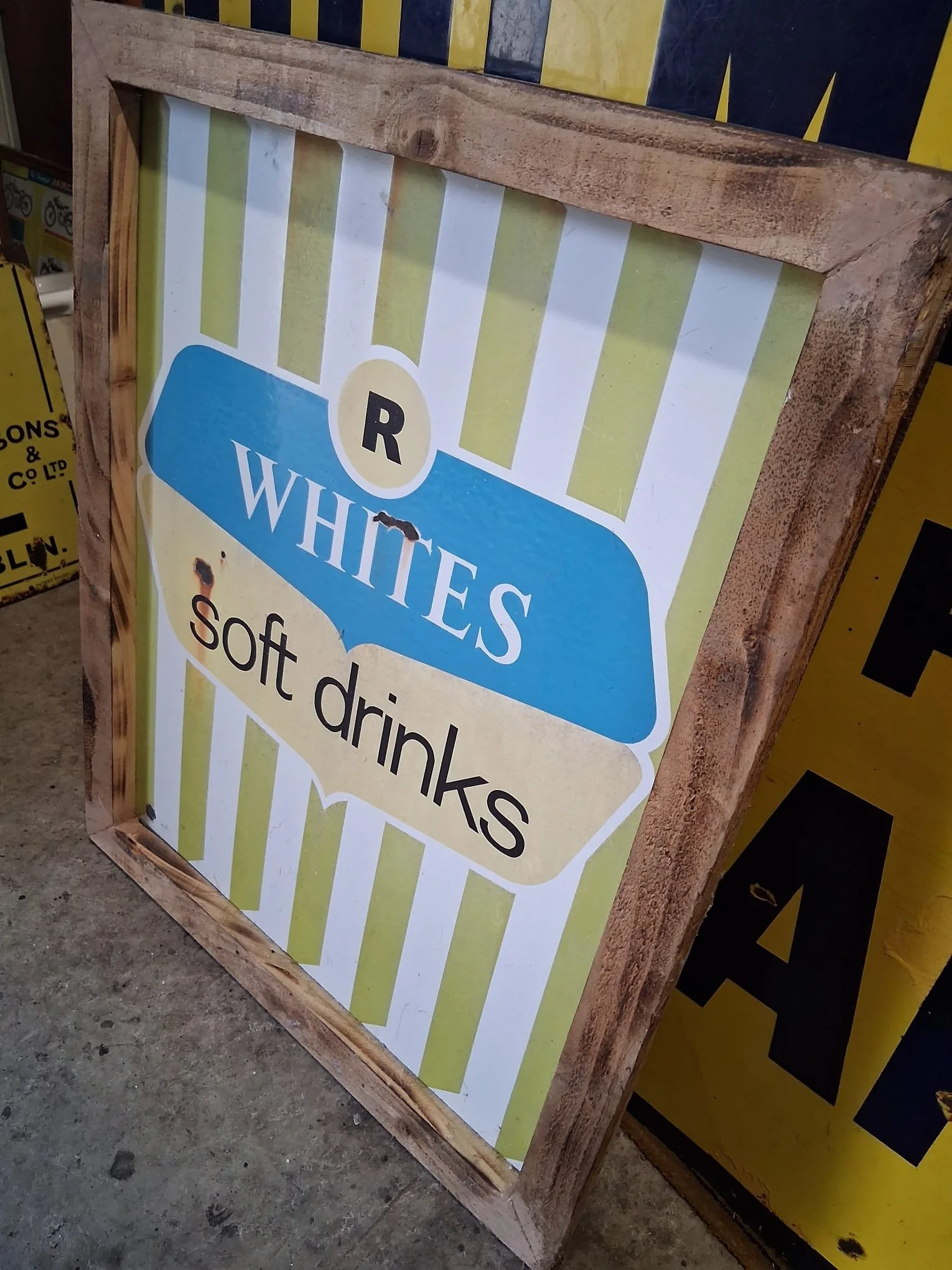 R.Whites soft drinks enamel sign
