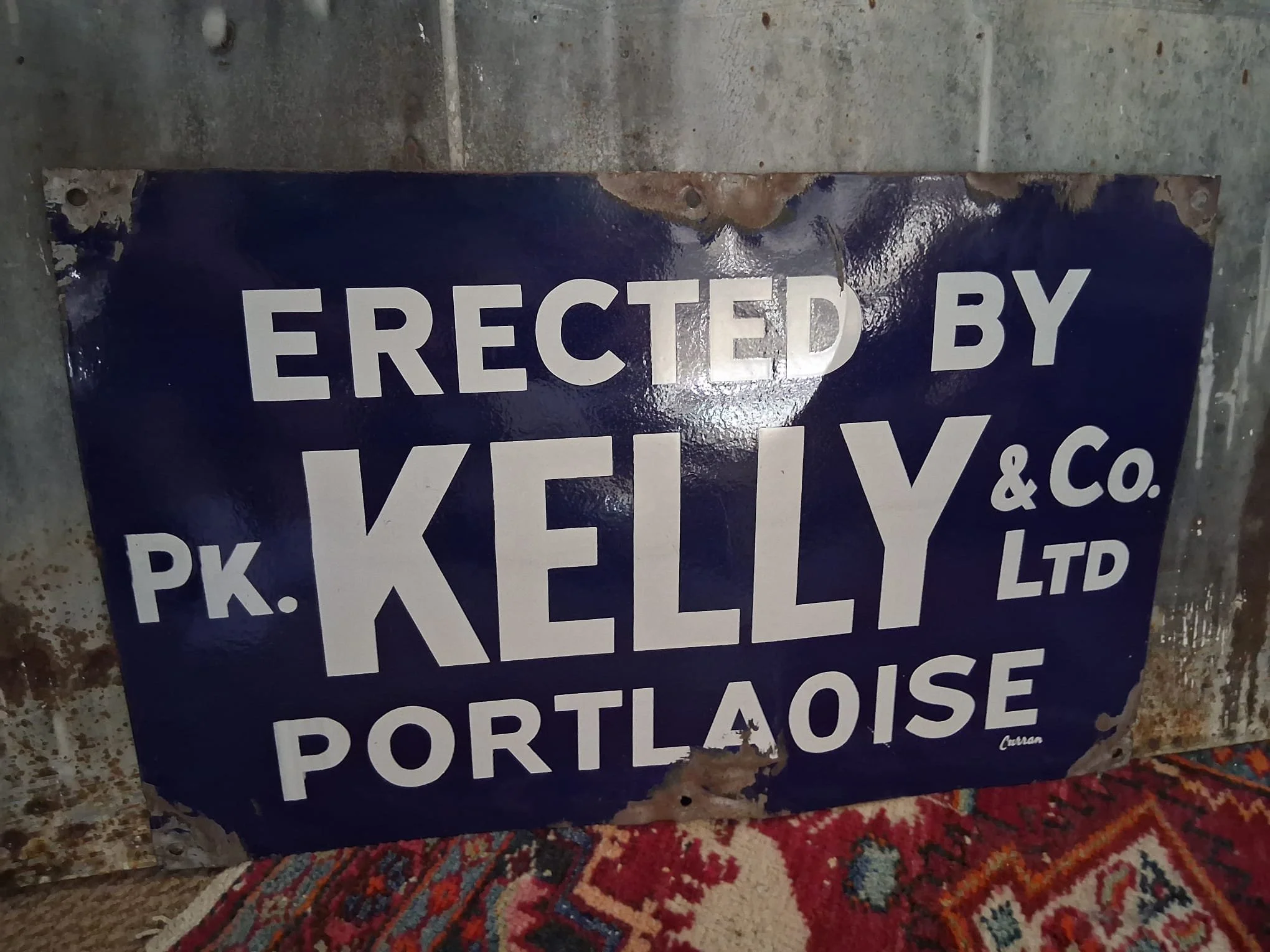P.K. Kelly Portlaoise Enamel Sign