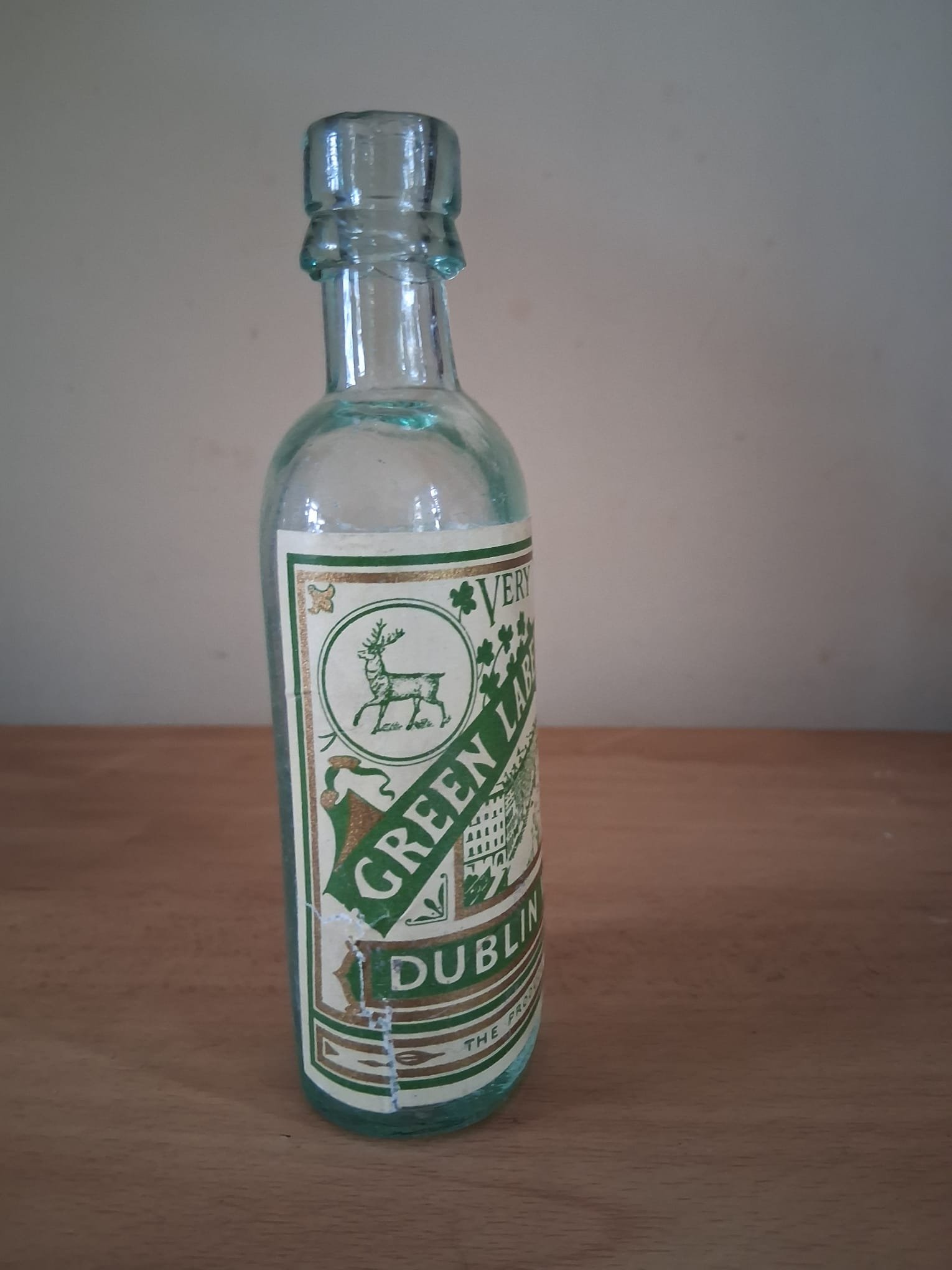 Green Label Blend VFO Dublin Whiskey Bottle with label