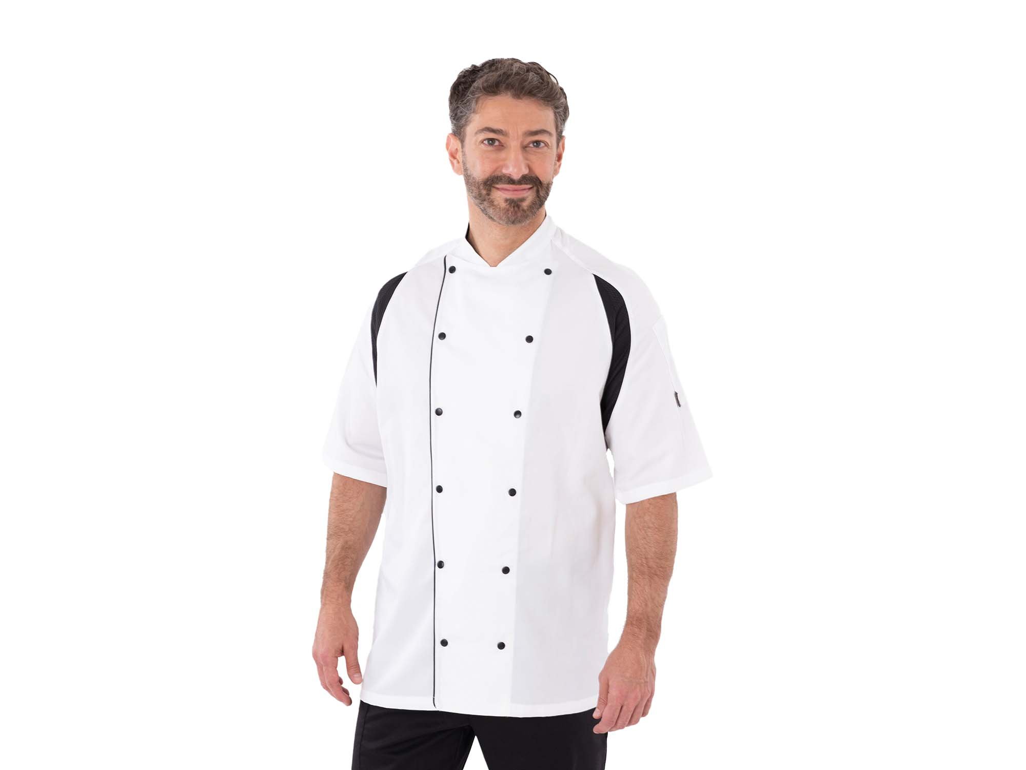 Contemporary Dennys Le Chef White Black Short Sleeve Prep Jacket DF118E/C 