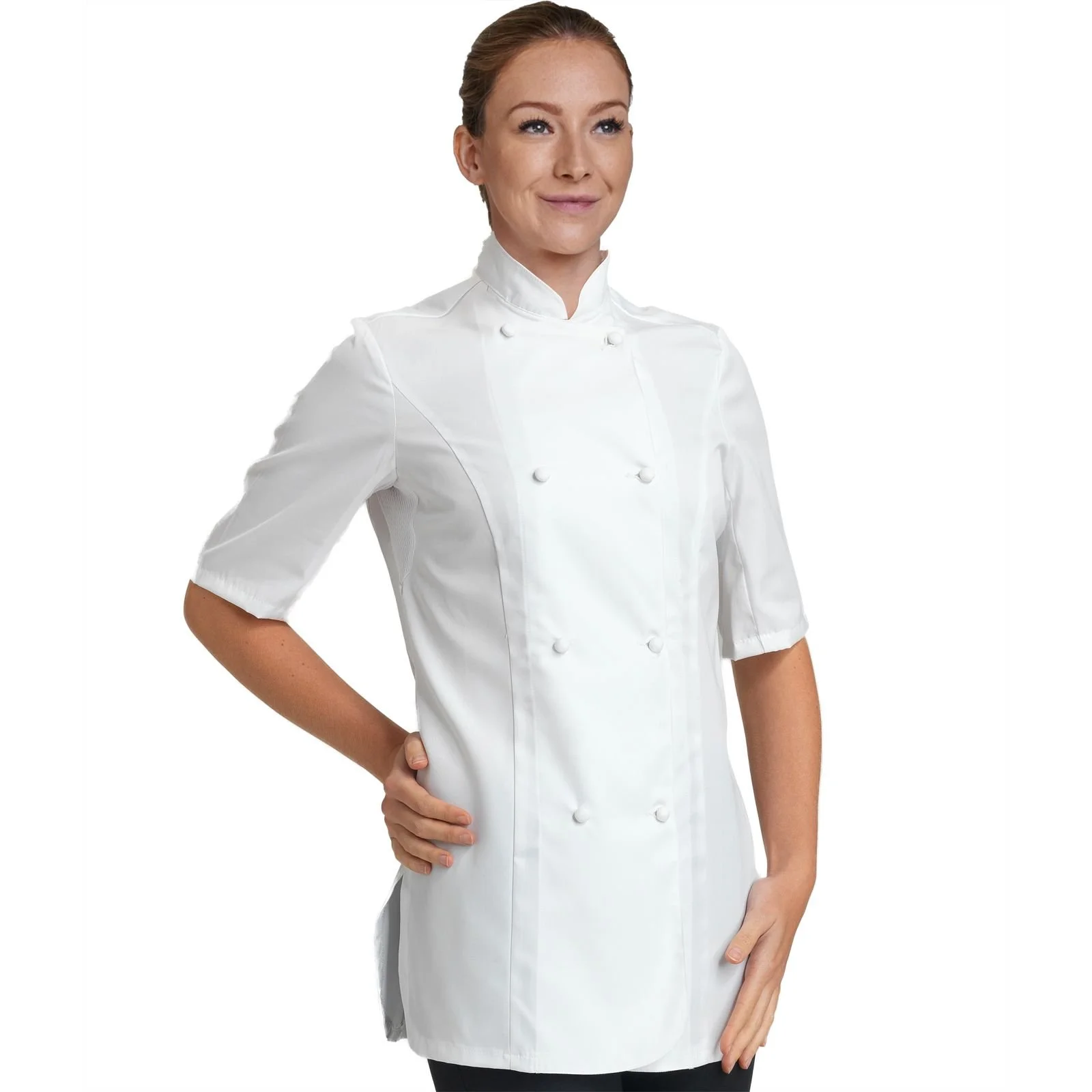 df115s-egyptian-cotton-ladies-short-sleeve-jacket-white-model.jpg