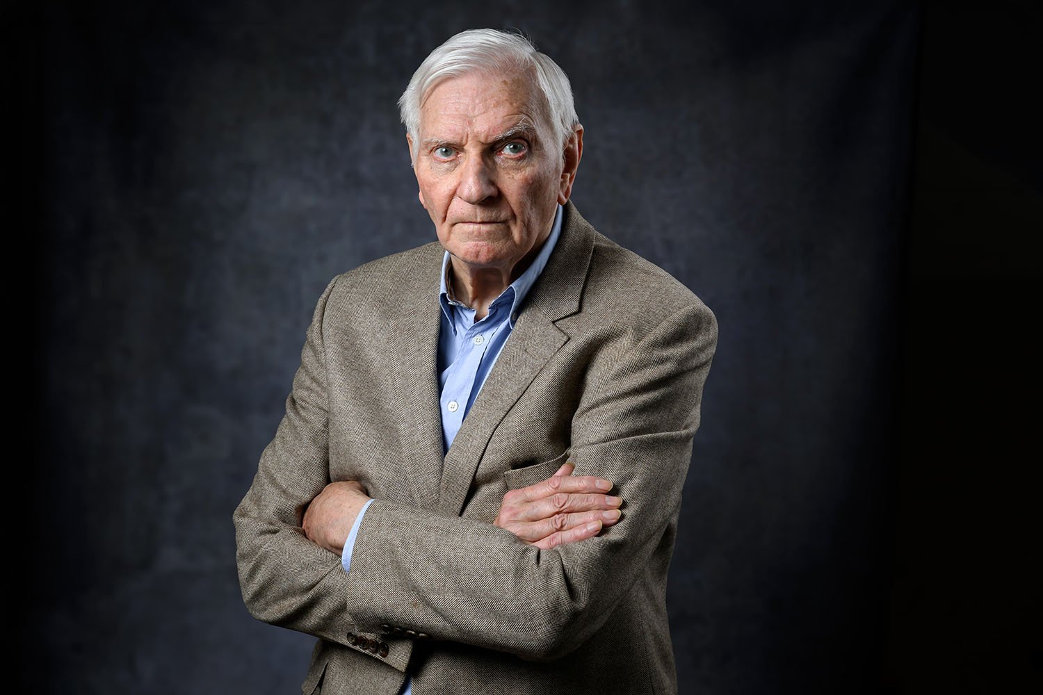 Black and white portrait of Harvey Proctor with soft lighting