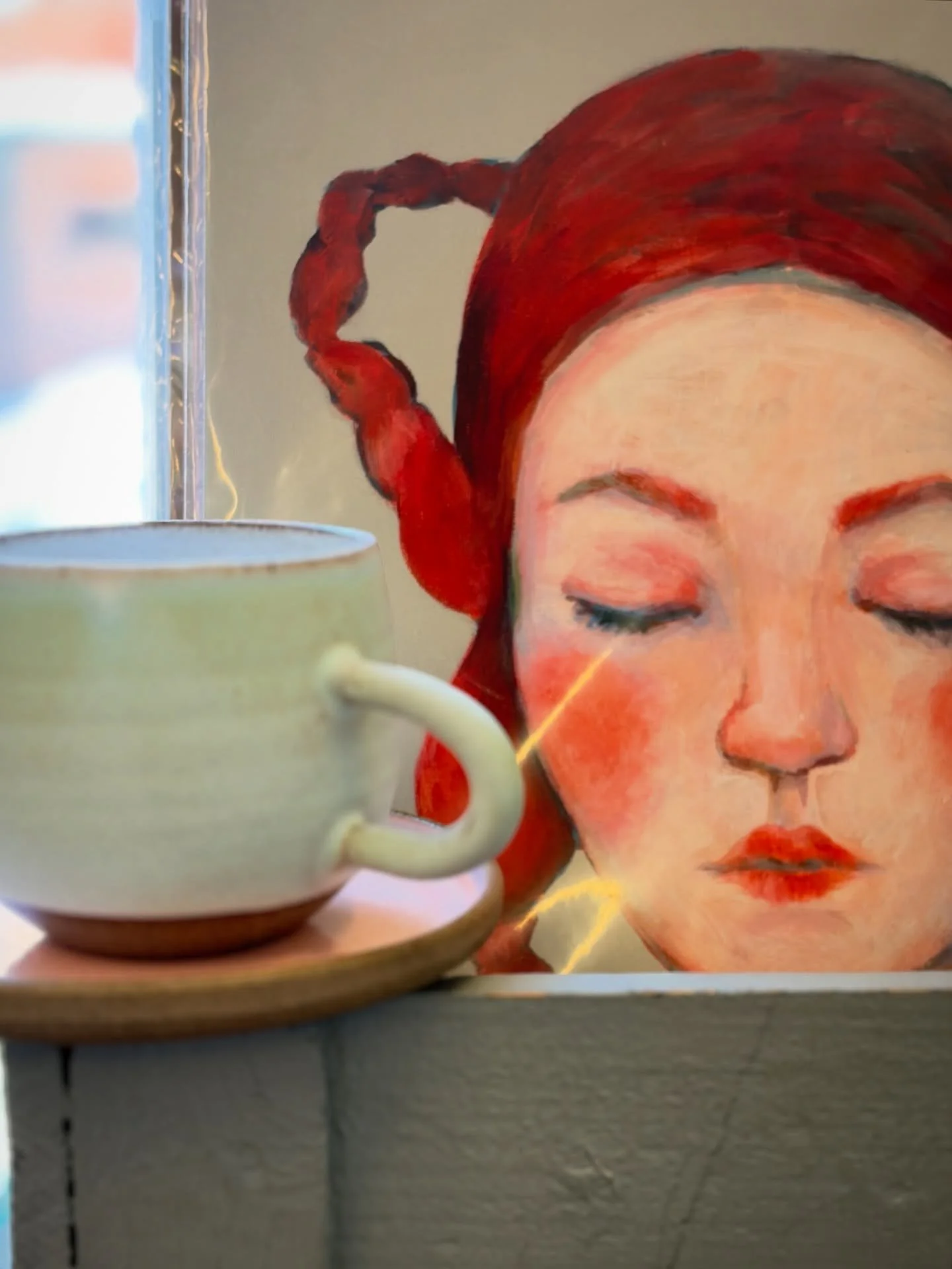 Dagens valentines i H&oslash;jkant:
Den buttede mintgr&oslash;nne og Kirstines vidunderlige motiv &ldquo;Udbrud&rdquo;. Jamen alts&aring;, er de ikke bare dejlige sammen?