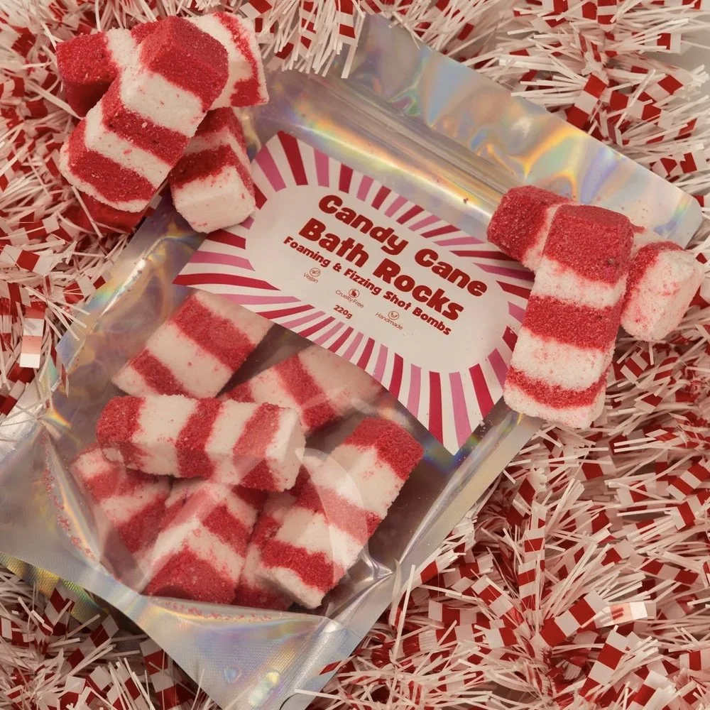 Candy cane bath rocks
