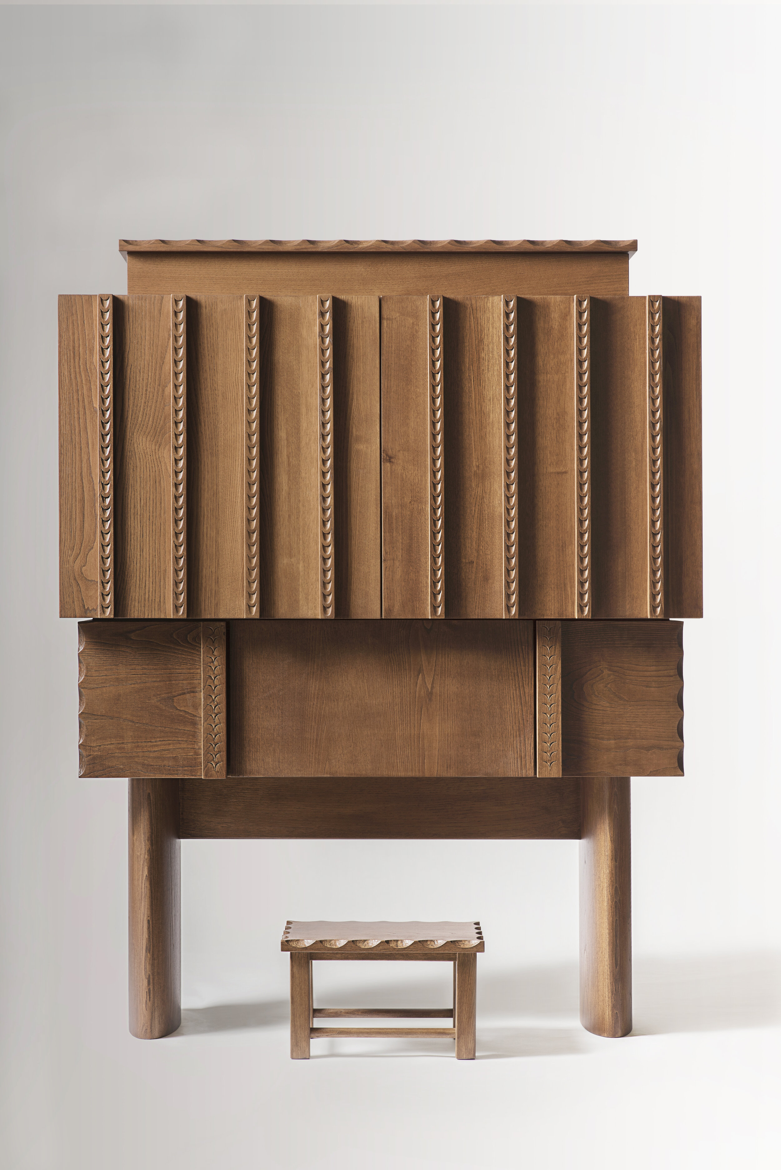 Ancas Sideboard, designed by Chiara Andreatti, made by Pierpaolo Mandis for Pretziada_with stool.jpg