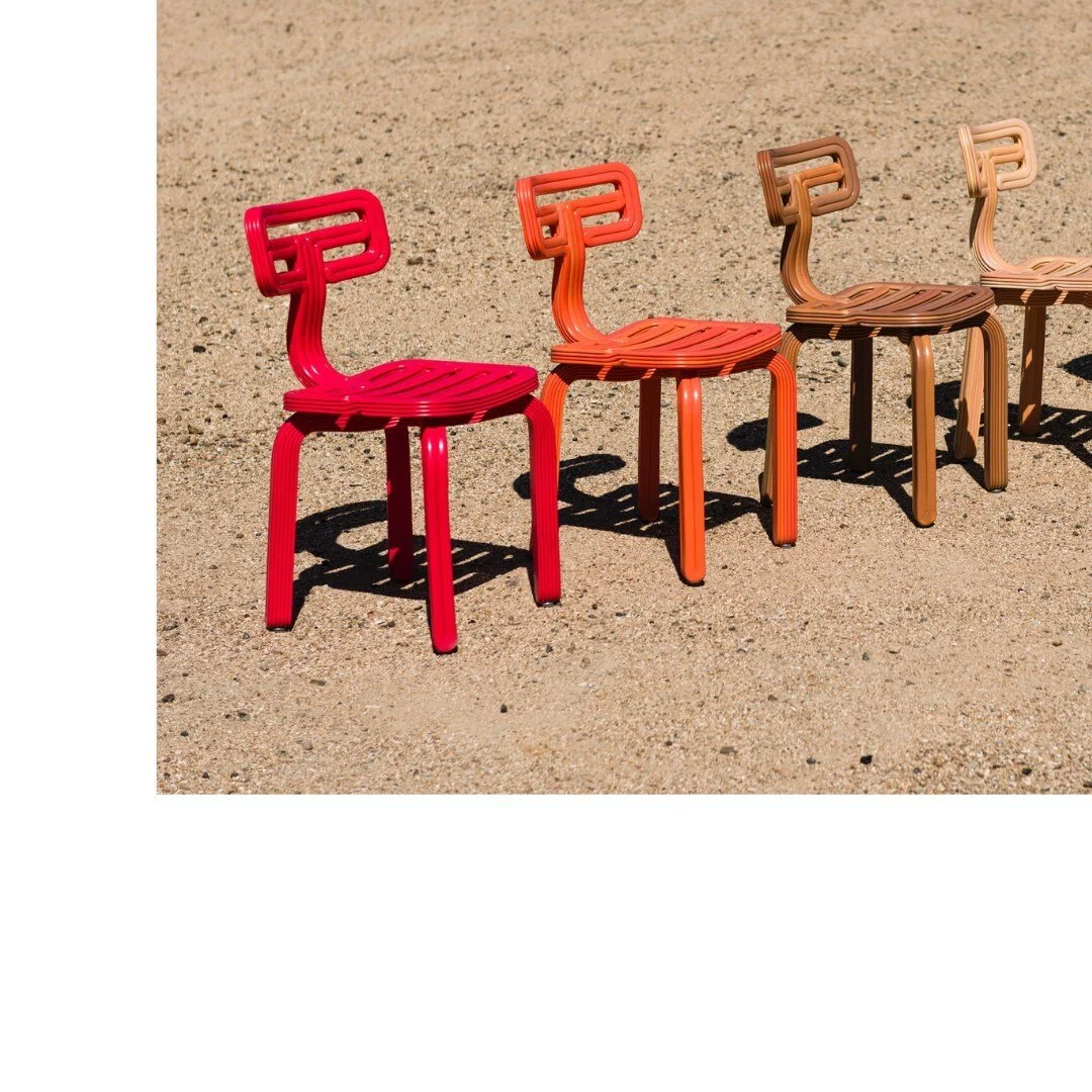 CHUBBY CHAIR by Kooij⁠
⁠
Masters of colour, Dutch studio Kooij ⁠afford new life to waste material. Each Chubby is printed from 10kg of chipped, recycled fridge interiors. Or, more poetically, one standard fridge.⁠
⁠
Chubby chair and stool are current
