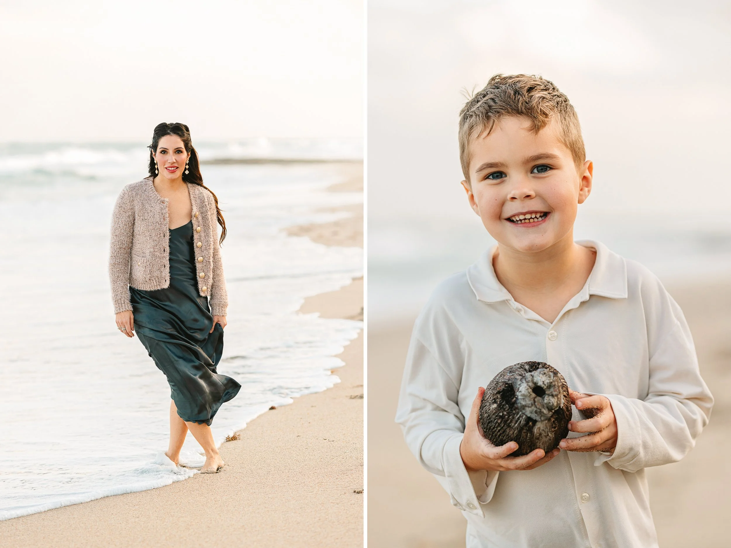 Mother and son at a beach family photography session in Delray Beach.