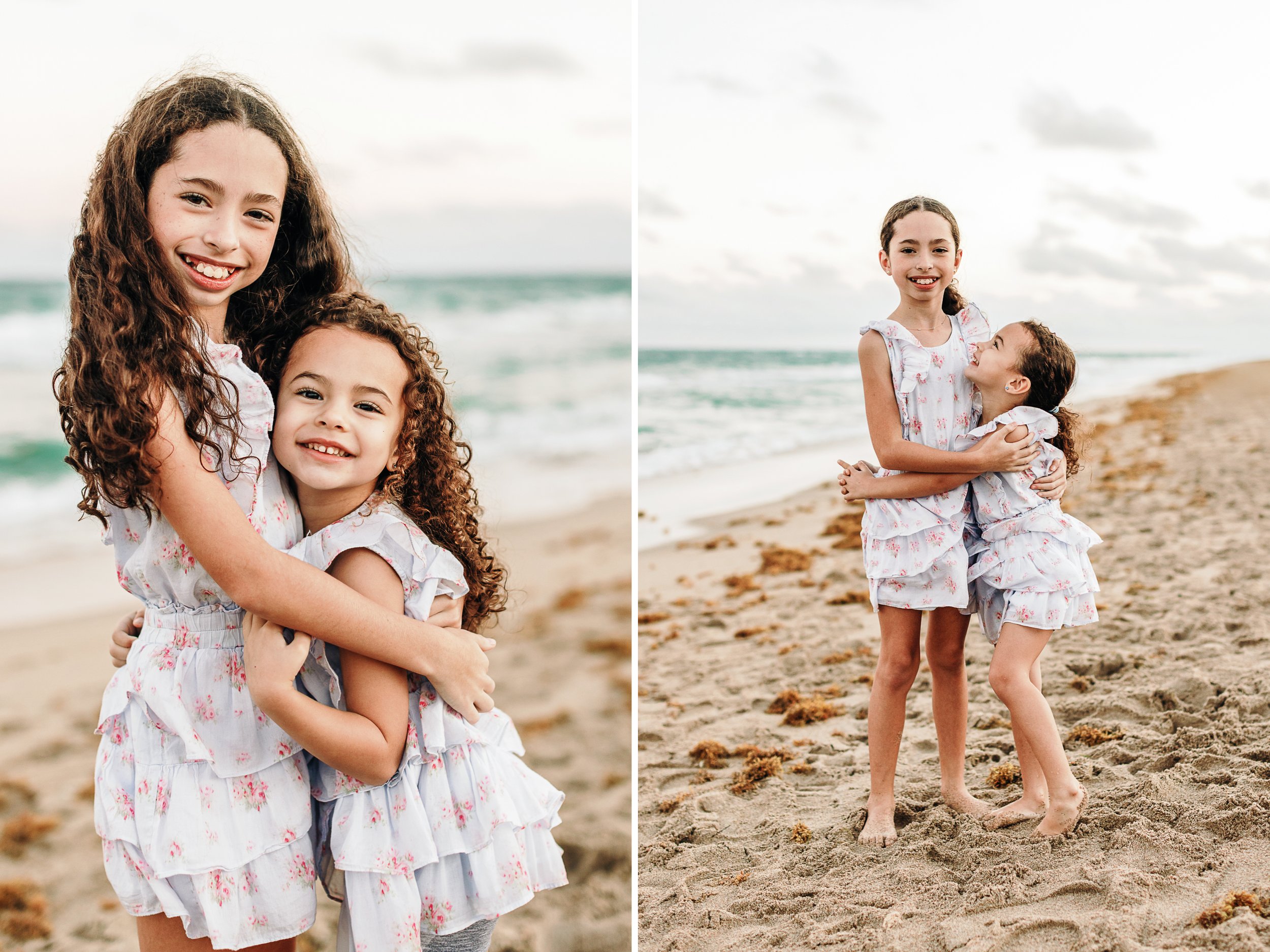 Sisters at the beach family photography session in Delray Beach