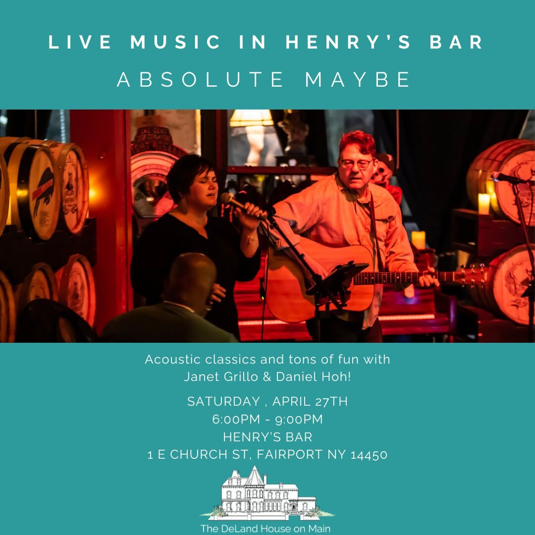 Join us for some more fantastic live music this month in Henry's Bar!

Listen to some acoustic greats from @absolute_maybe  on Saturday, April 27th from 6-9pm while enjoying some delicious food and refreshing drinks. We can&rsquo;t wait to see you th