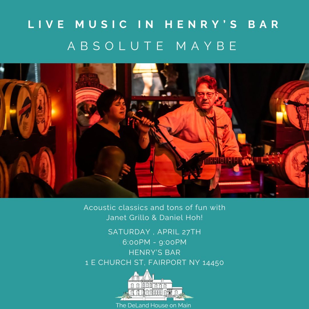 Don't forget about the incredible live music we have coming up in Henry&rsquo;s Bar. 🎶🎼🎵

Listen to some acoustic greats from @absolute_maybe on Saturday, April 27th from 6-9pm while enjoying some delicious food and refreshing drinks. We can&rsquo