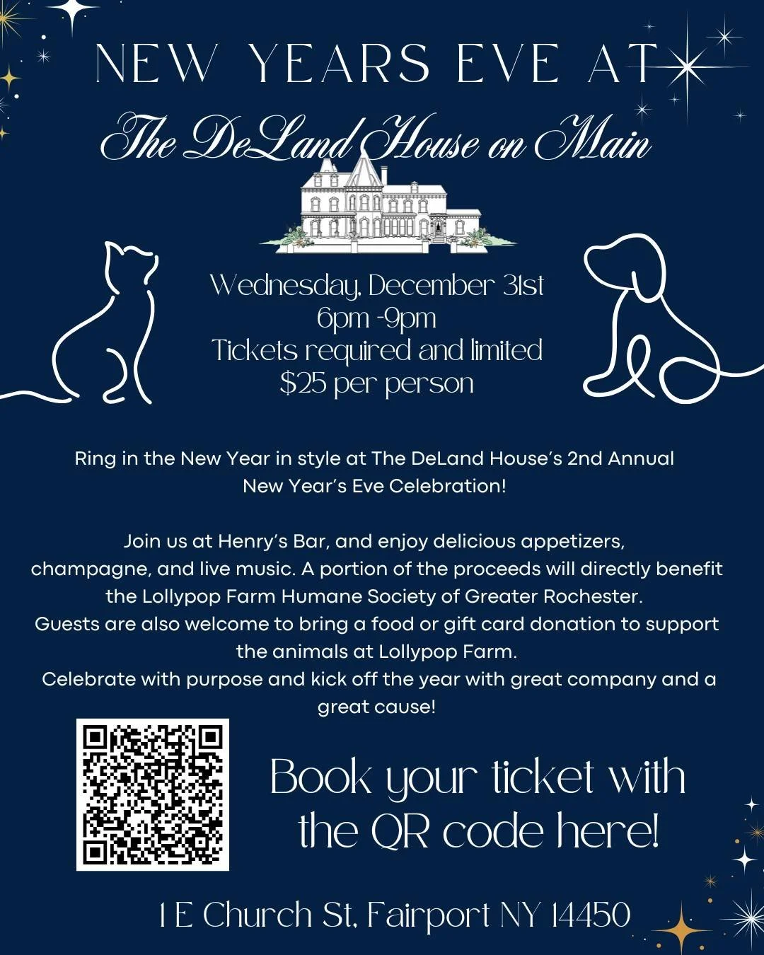 Don't forget to purchase your ticket! Raise a glass with us at The DeLand House&rsquo;s 2nd Annual New Year&rsquo;s Eve Celebration! ✨

Join us at Henry&rsquo;s Bar for a NYE evening filled with appetizers, champagne, and live music.

Even better? Ha