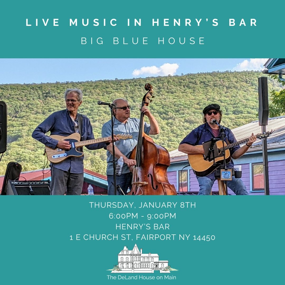 Bring in the new year with live music from Big Blue House in Henry's Bar, next Thursday 1/8! 🎶🎼🎵

Enjoy the great acoustic sound, delicious drinks, and plenty of food!

We can&rsquo;t wait to see you there!! 🎤🎸🎉🥳🍾
.
.
.
#delandhouse #interior