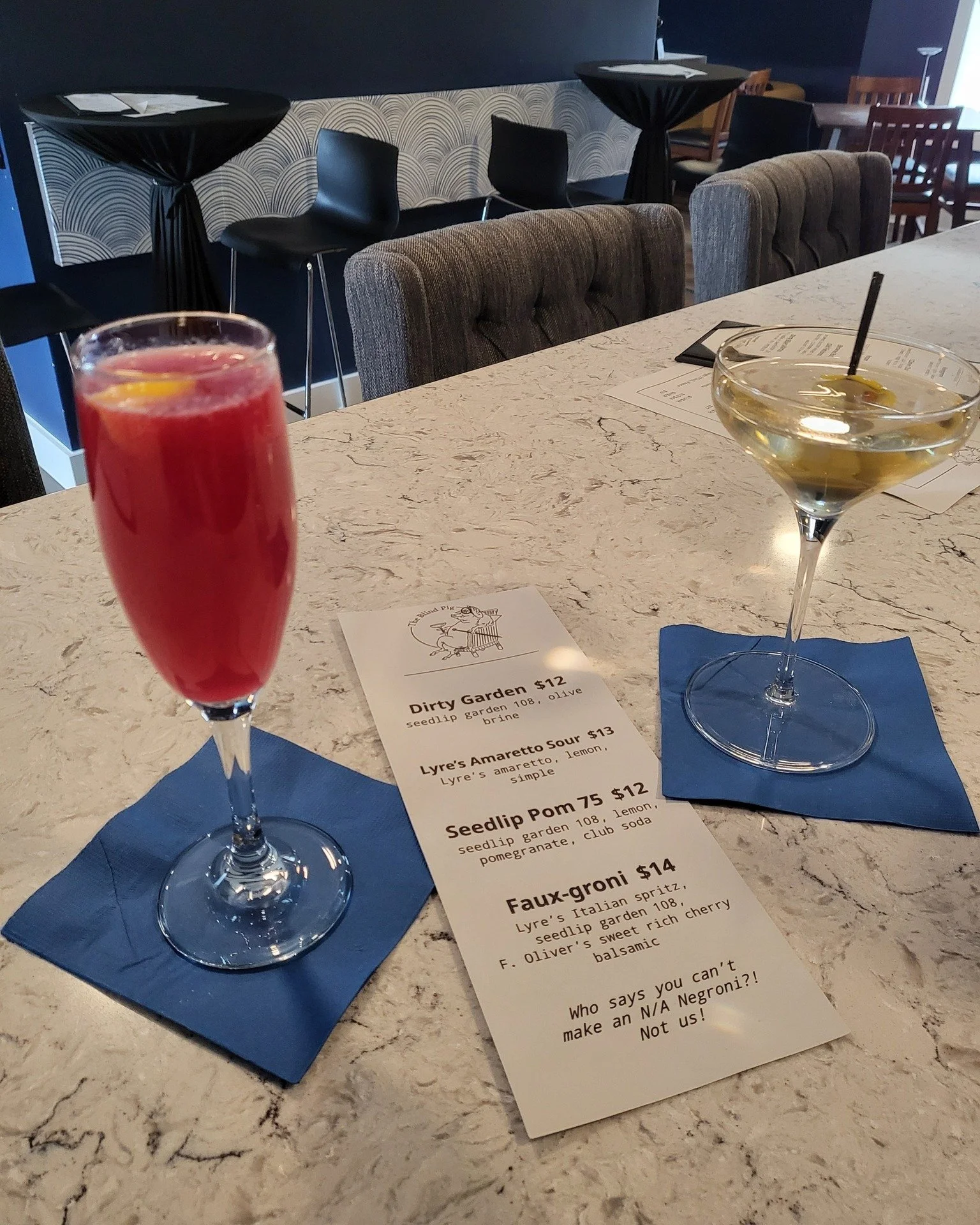 Happy Dry January to those who celebrate! We offer a curated selection of non-alcoholic craft mocktails in The Blind Pig Speakeasy&mdash;perfect for keeping the fun going. 🥂

The Blind Pig is open every Tuesday and Wednesday from 6pm-10pm. Reservati