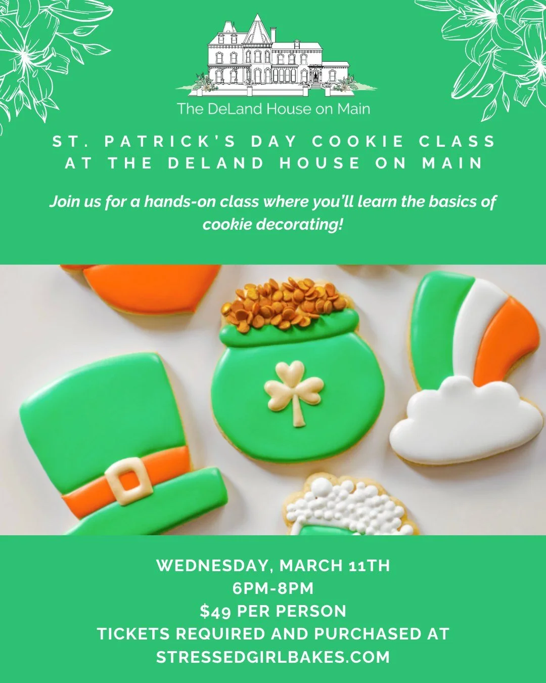🍪 Sugar Cookie Decorating Class with @stressedgirlbakes 🍪
📅 Wednesday, March 11
⏰ 6:00&ndash;8:00 PM EST
📍 The DeLand House on Main
1 East Church Street, Fairport, NY

Join Stressed Girl Bakes in Fairport for a fun, beginner-friendly introduction