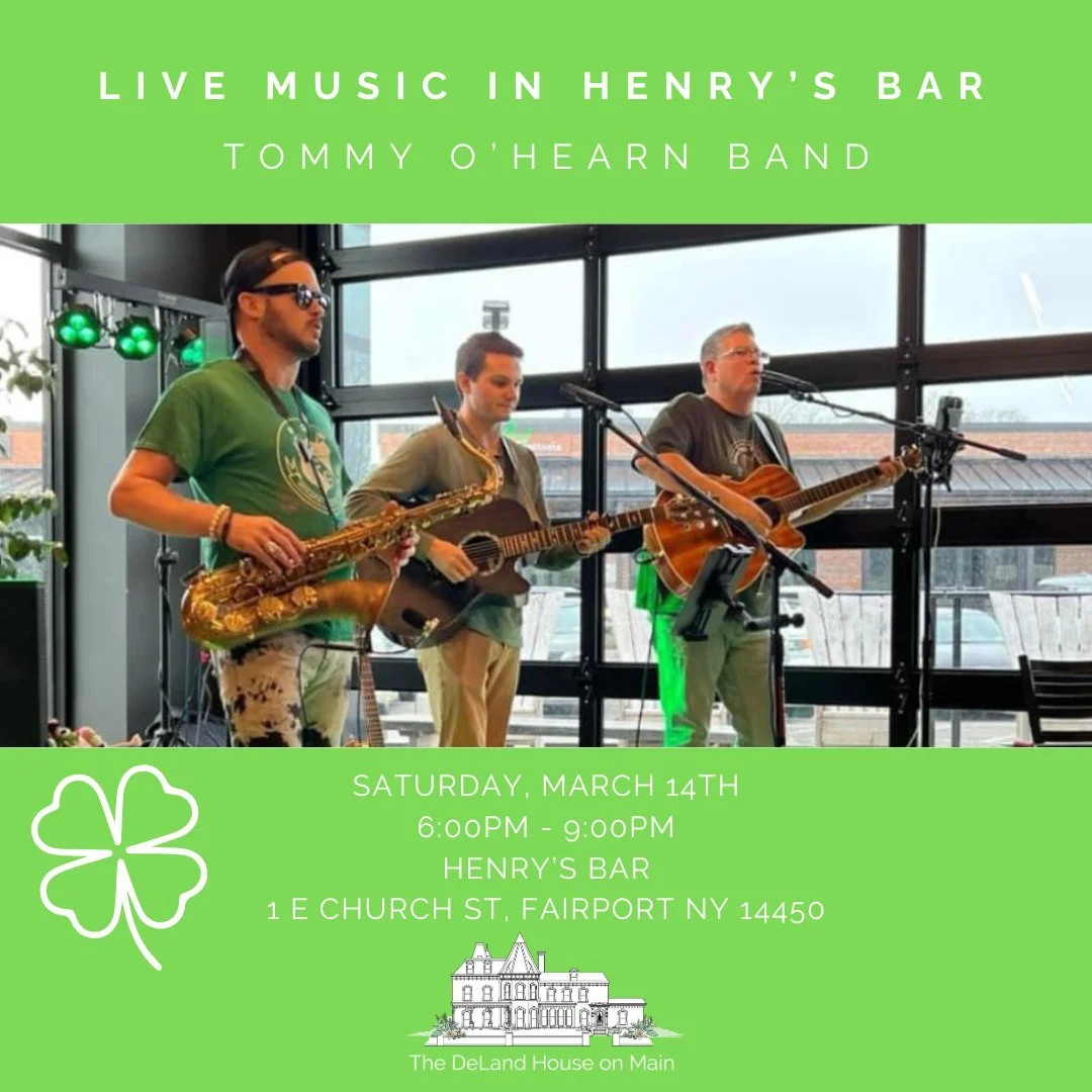 Join us next week for a pre-St Paddy's celebration with the Tommy O'Hearn Band! 🎶🎸🎼🎵☘

Enjoy drinks, food, and of course the Irish acoustic tunes - Saturday, March 14th! We can&rsquo;t wait to see you there!! 🎤🎉🥳🍾
.
.
.
#delandhouse #interior