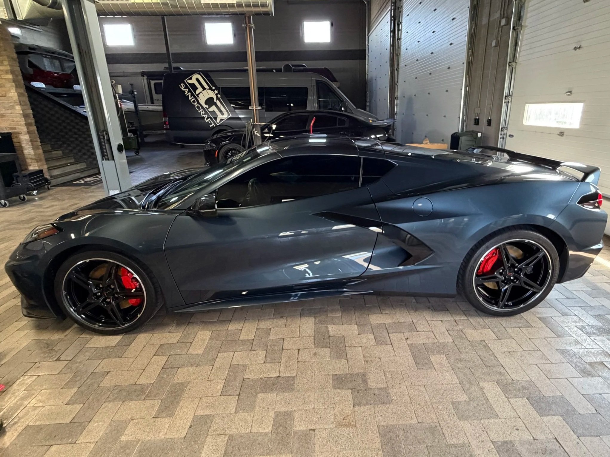 corvette shining in garage of customers home in peoria, az