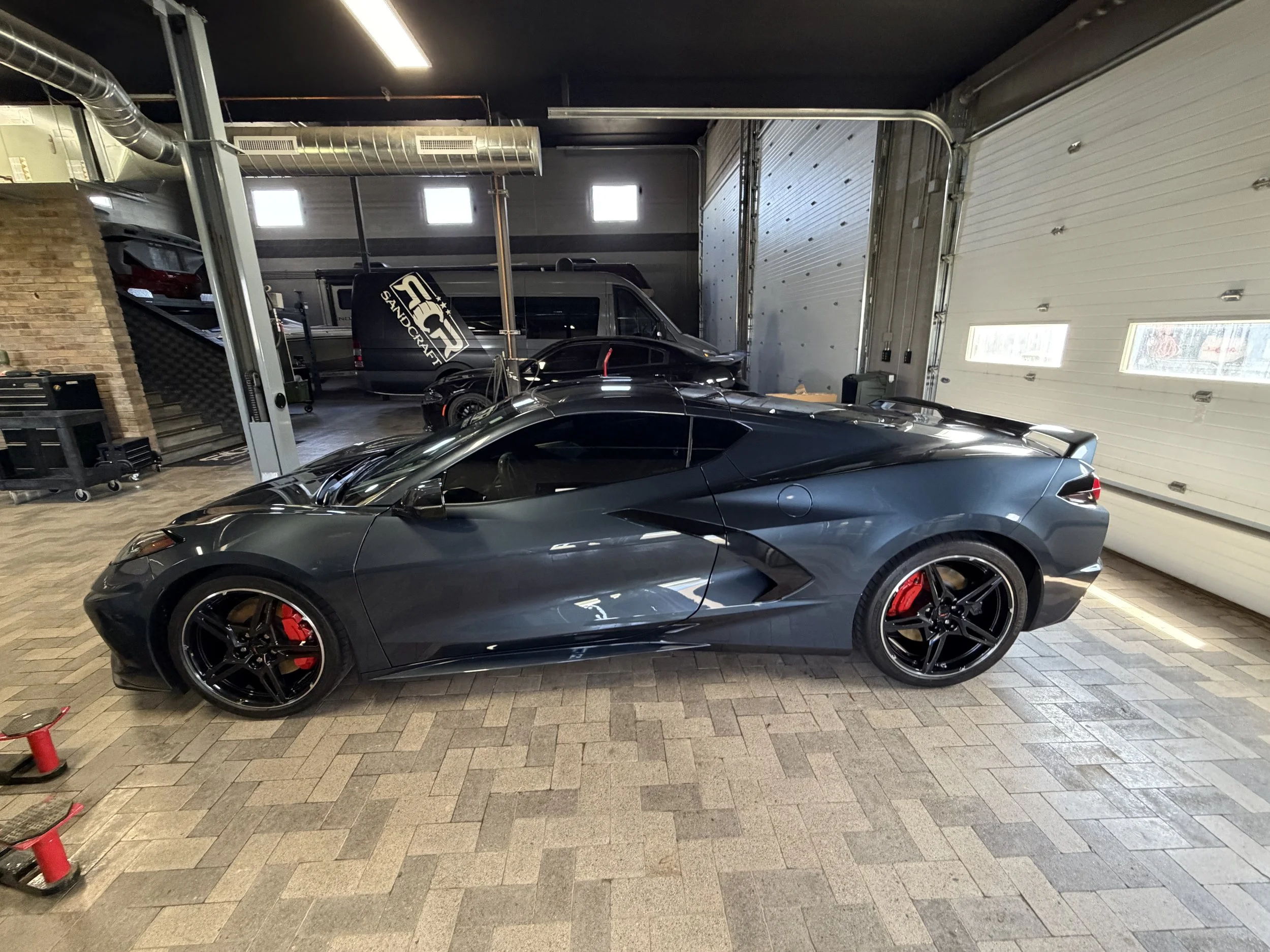 Corvette shining in garage after maintenance detail in Peoria, AZ