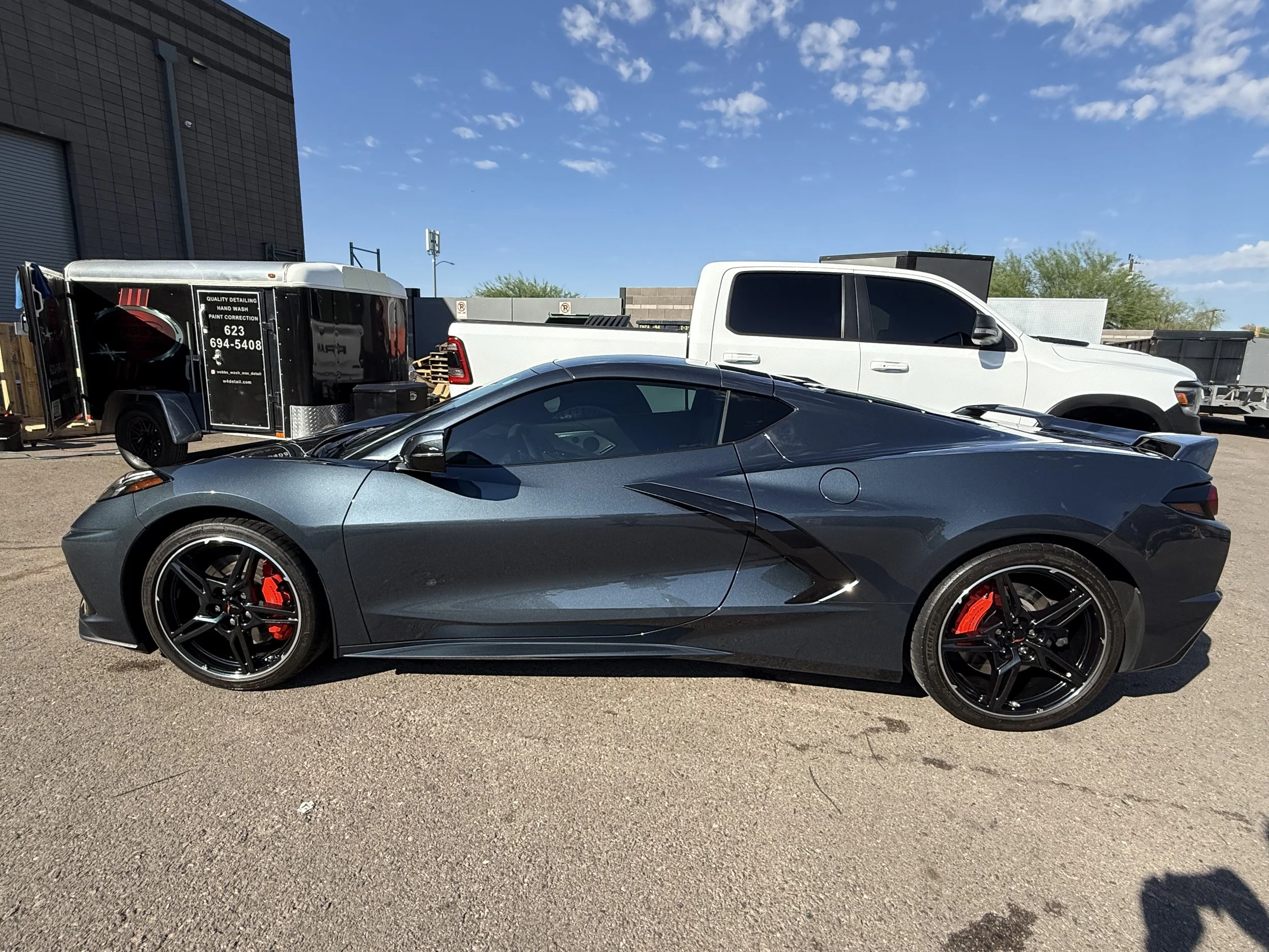 Corvette shining in the sun after receiving a professional maintenance detail service in north phoenix, az