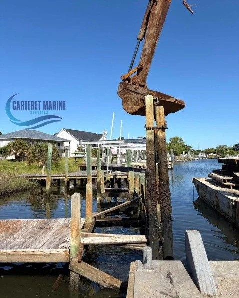 📍 Morehead City, NC

🚧 Out with the old, preparing for the new!

Dock and pile demolition is complete, and the barge has been moved out of the bay. Another milestone reached as we continue making progress on this waterfront project.

#CarteretMarin