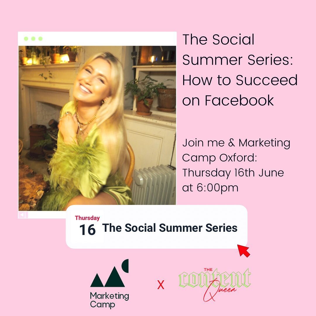 HOW 2 SUCCEED ON FB 💖✨

I'm looking forward to joining @marketingcampox in June as a guest speaker, as part of their Social Summer Series ✨ 

Oxford people, come along if you want to learn how to get the best out of Facebook - from understanding tho