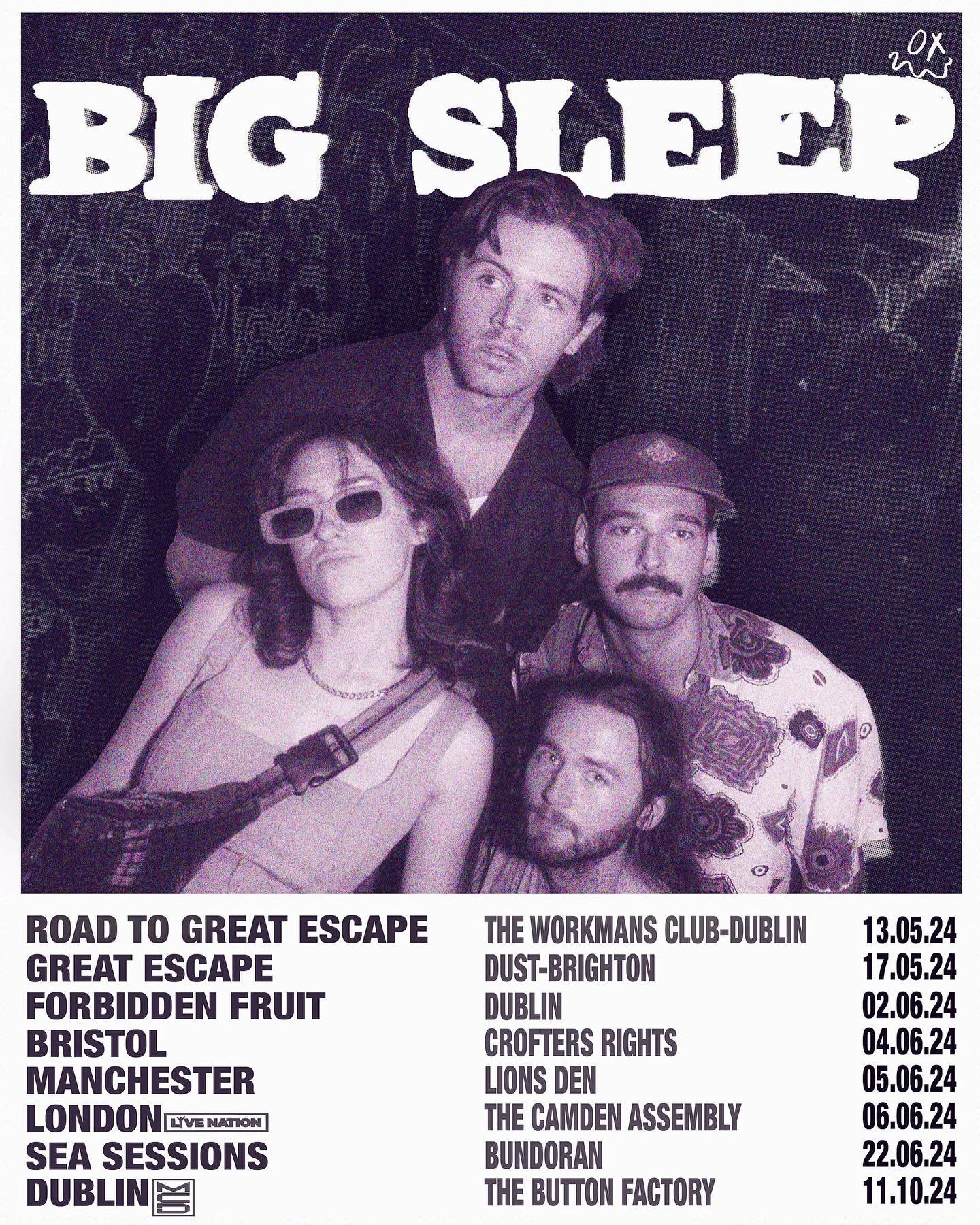 O N  T O U R

Busy couple of months for @bigsleepmusic with a nice lil Irish and UK tour happening 

Catch them playing:
@greatescapeireland in @workmansclub 
@greatescapefest in Dust, Brighton 
@forbiddenfruitfestival in Dublin
@crofters_rights in B