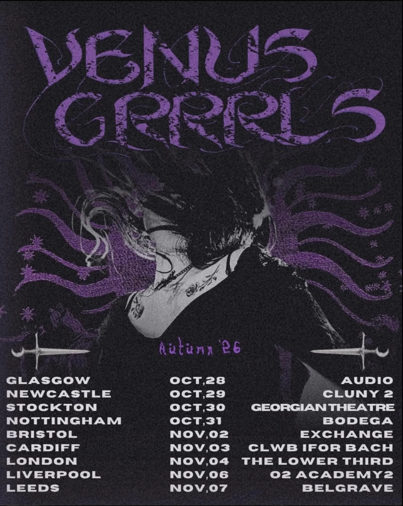 O N  T O U R

@venusgrrrls have announced their UK tour this October and November. A limited number of pre-sale tickets are available with general release tomorrow at 9am - join the coven 🕸️🖤

🎫 link in bio 

@onefiinixlive 
@jawdroppermgmt 
@robb