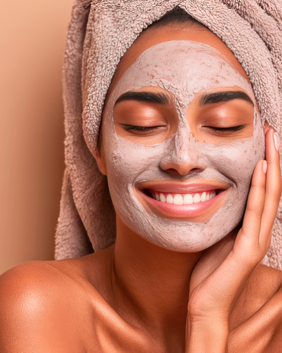 Woman receiving a face mask