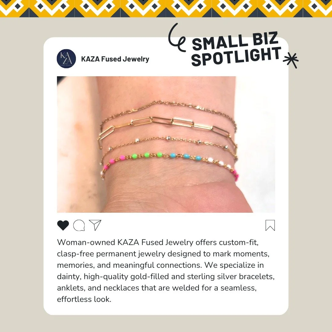 Meet Mostly Well&rsquo;s newest business partner!

Woman-owned KAZA Fused Jewelry offers custom-fit, clasp-free permanent jewelry designed to mark moments, memories, and meaningful connections. KAZA specializes in dainty, high-quality gold-filled and