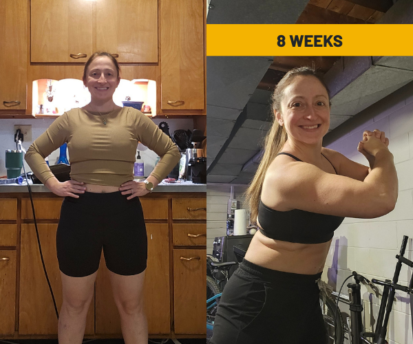Katie&rsquo;s before and after photos after 8 weeks