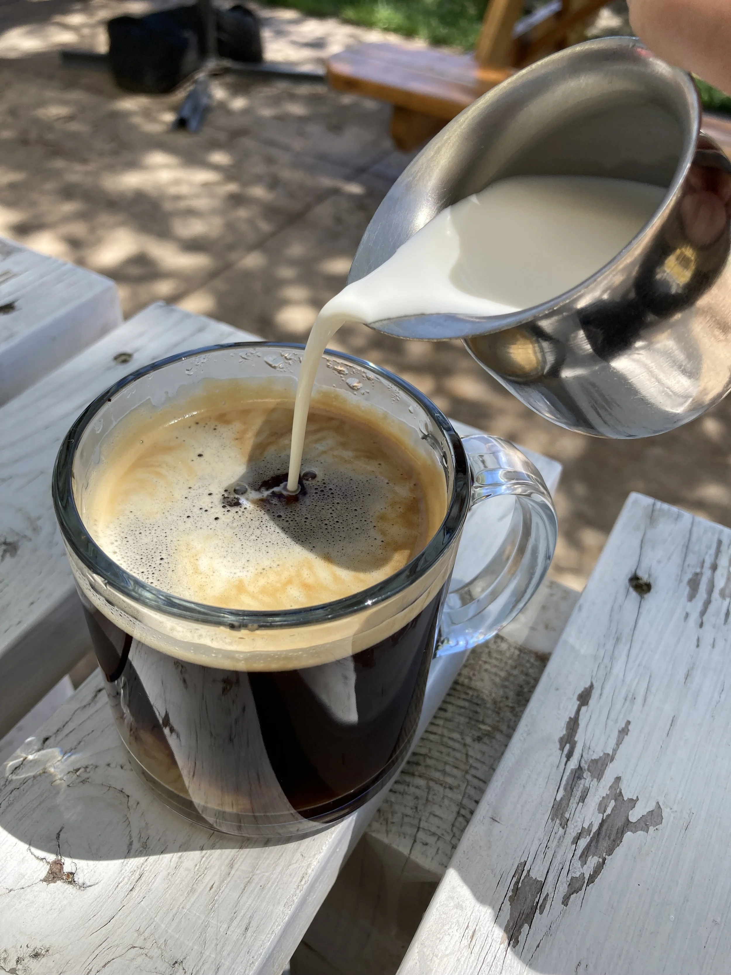 Pouring coffee